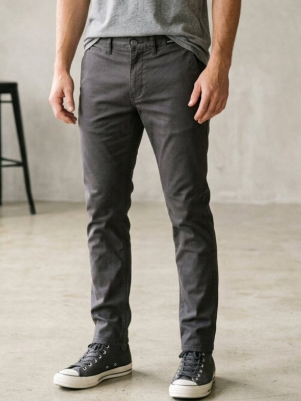 RVCA Daggers Fit Slim Straight Chino Pants Mens 31" Waist Charcoal Grey Twill
